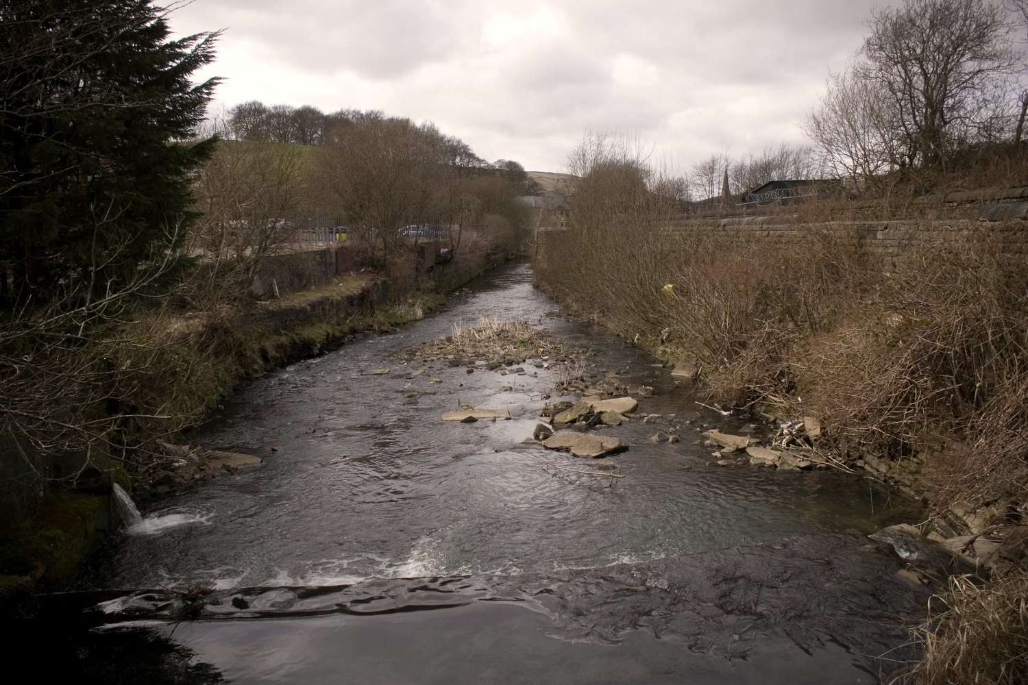 The River Irwell flowing through Waterfoot, Rossendale